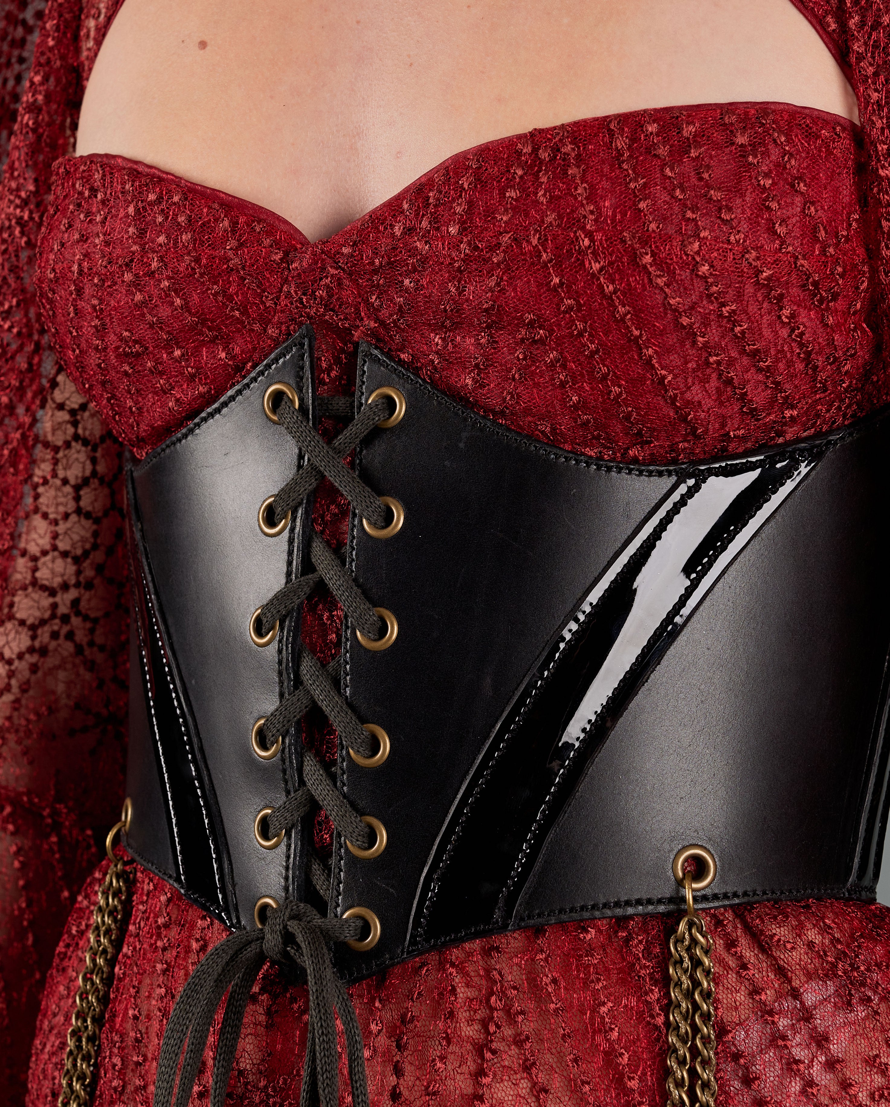 corset underbust C315 in black leather - Boho-Chic Clothing