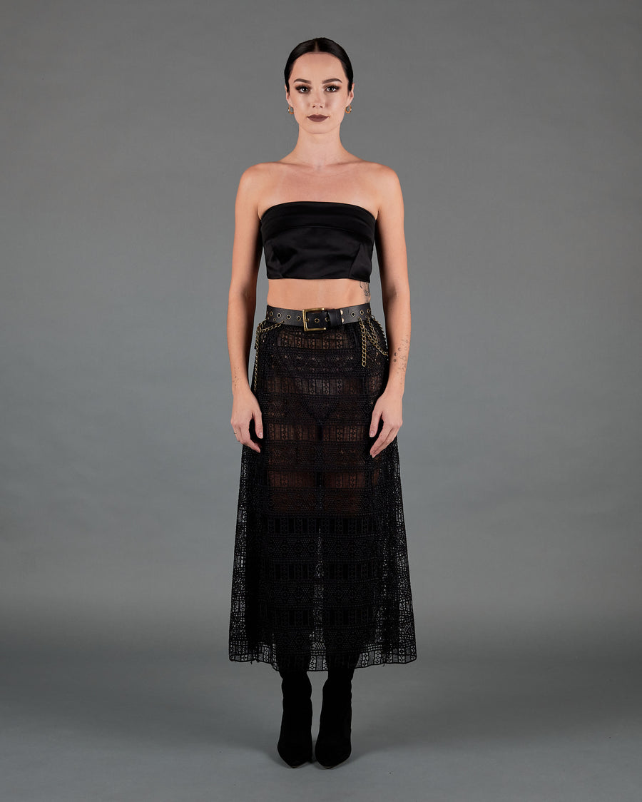 Lace Skirt in Obsidian Black