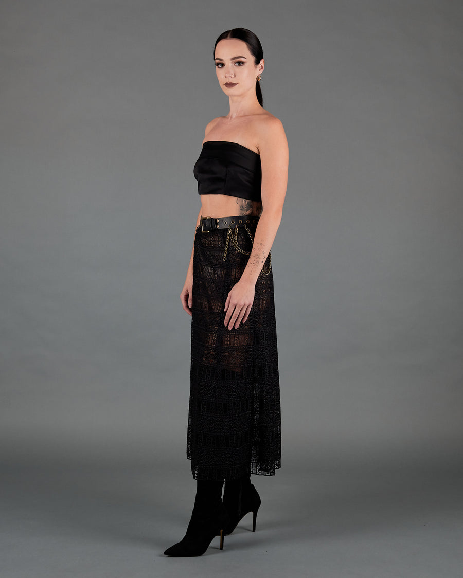 Knotted Crop Top in Obsidian Black